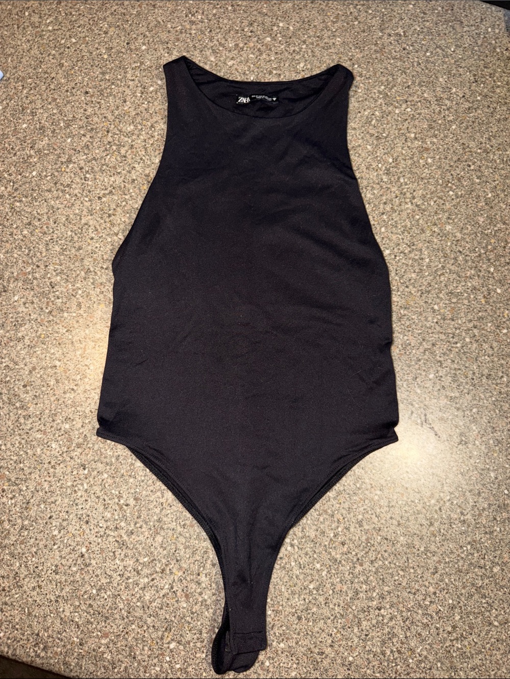 Zara Black Sleeveless High-Neck One-Piece Bodysuit